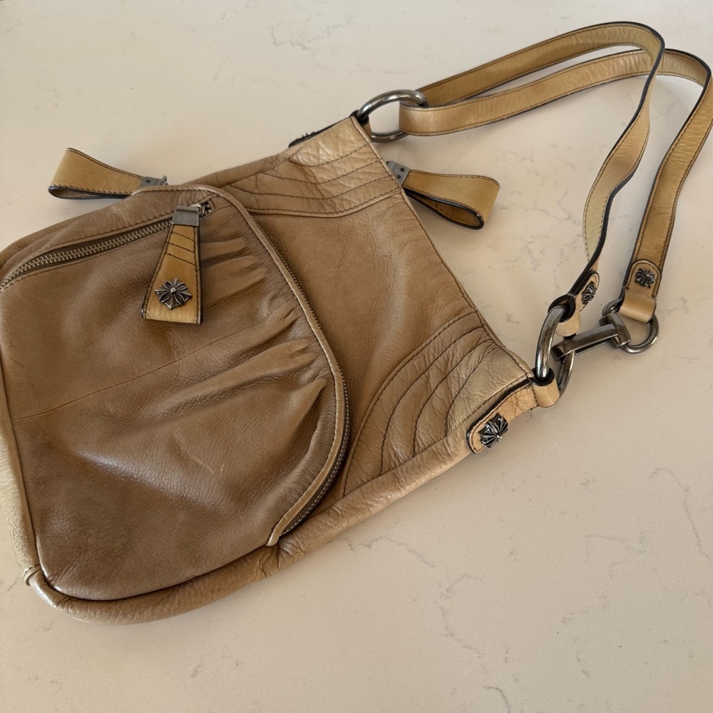 B. Makowsky Soft Leather Shoulder Bag in Taupe Beige
